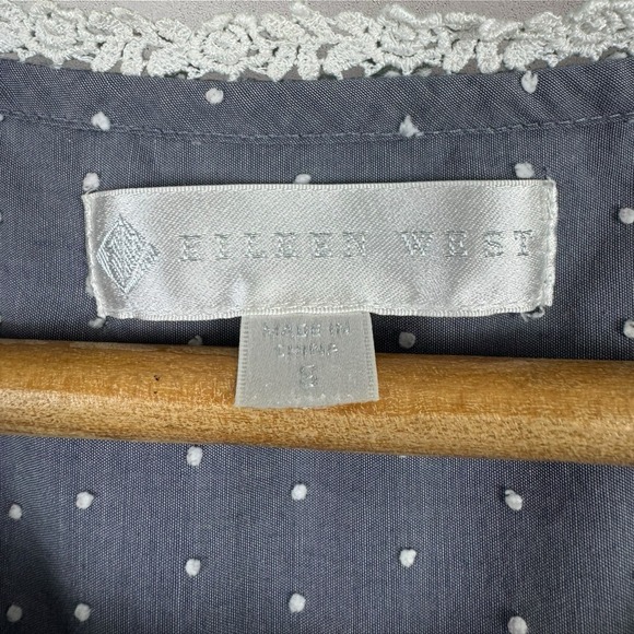 Eileen West Gown Nightgown Womens Sz S Gray Long Swiss Dot Lace Cottagecore Midi - Picture 3 of 6